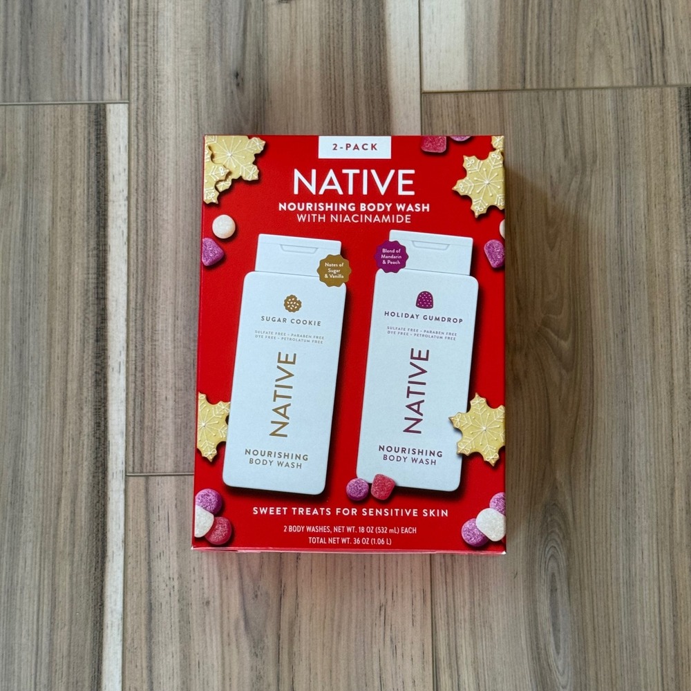 Native Nourishing Body Wash 2-Pack Sugar Cookie Holiday Gumdrop Niacinamide NEW